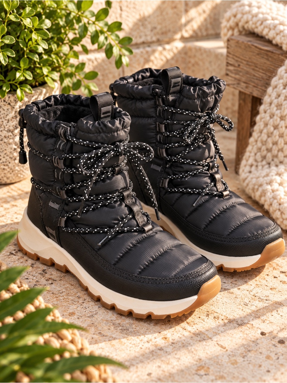 The North Face ThermoBall Lace Up Insulated Winter Boots Black Women’s 8
